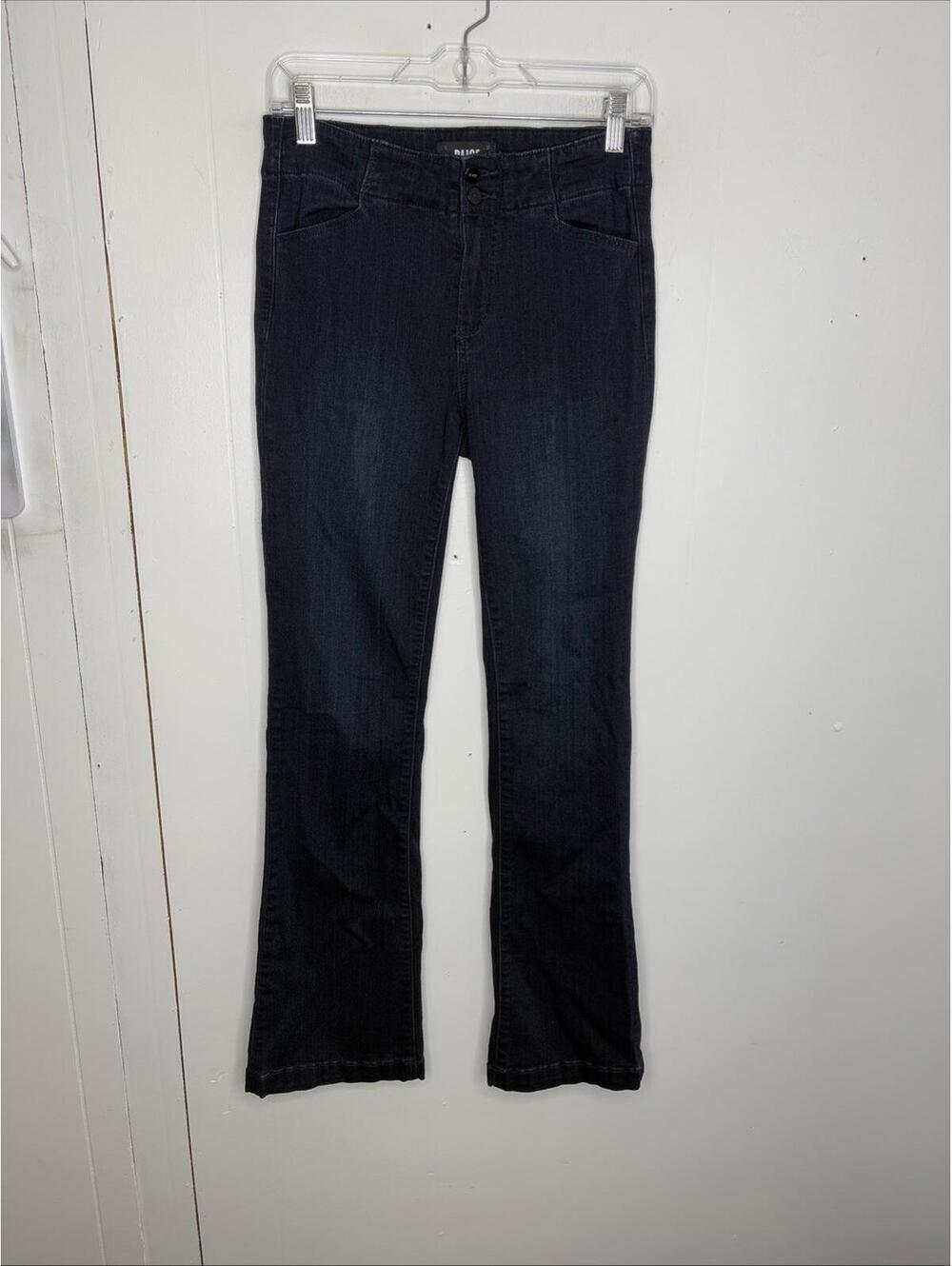 Paige Jeans Womens 26 High Rise Manhattan Flare Dark Wash No Belt Loops Stretch